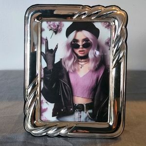 Vintage Chrome Picture Frame, fits 5" by 7" art